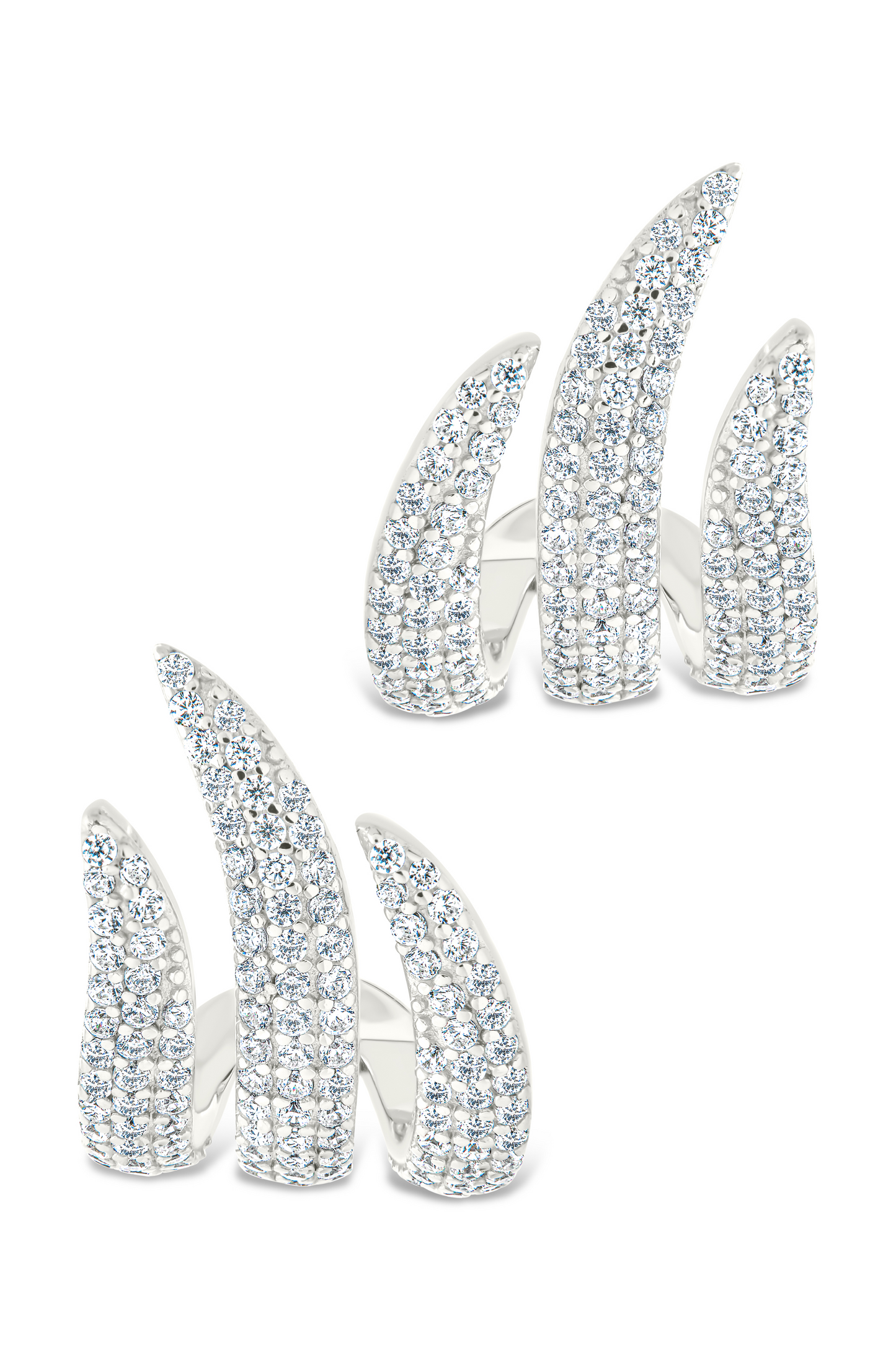 Sterling Silver Parker CZ Claw Huggie Studs