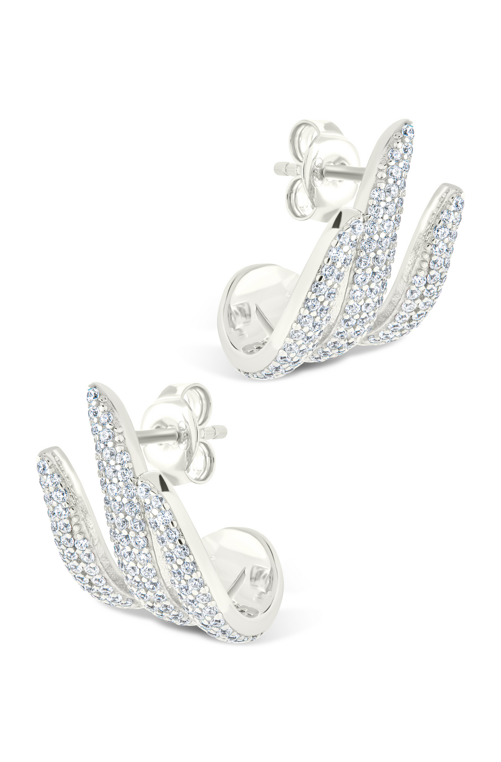 Sterling Silver Parker CZ Claw Huggie Studs