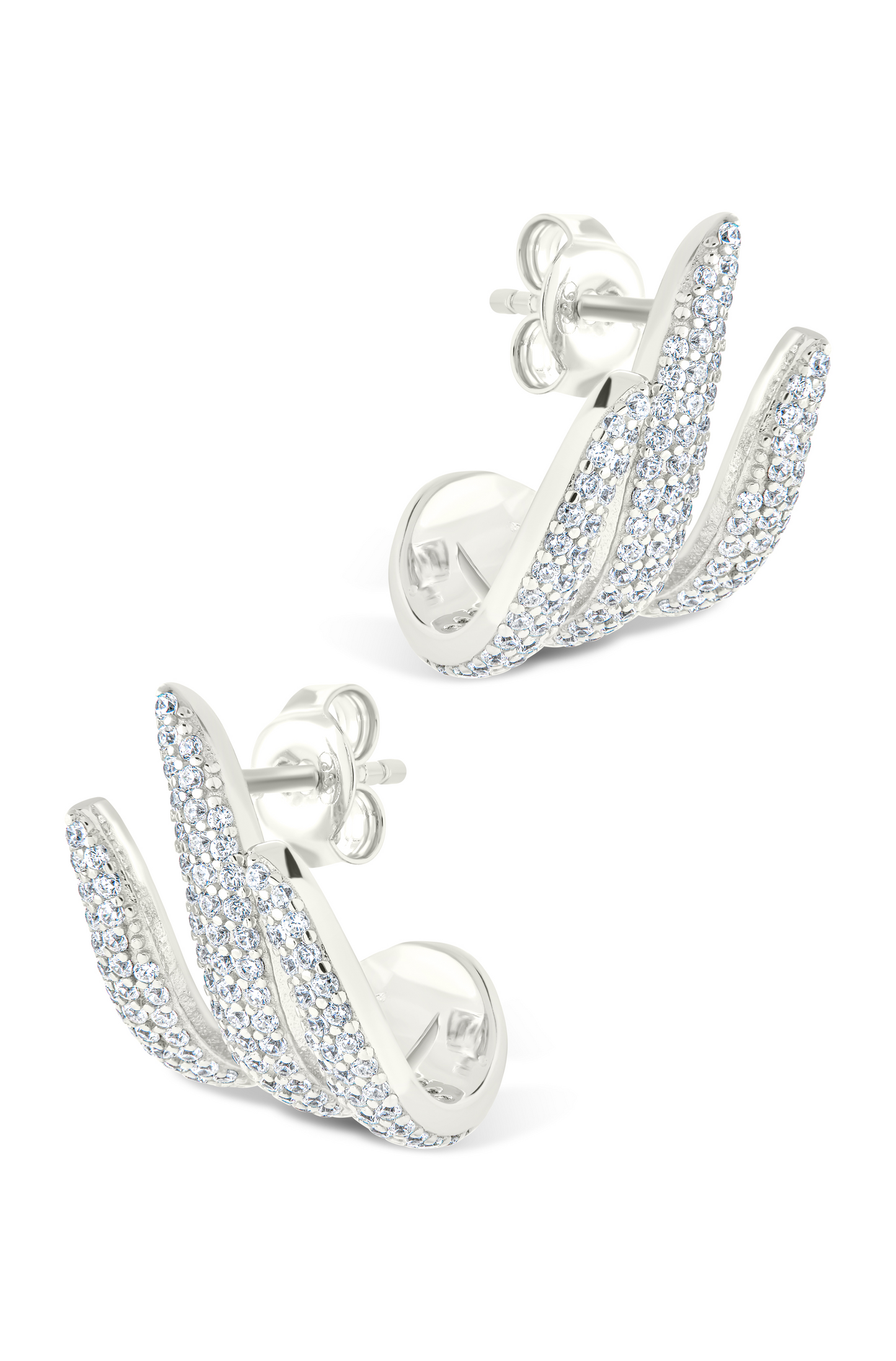 Sterling Silver Parker CZ Claw Huggie Studs