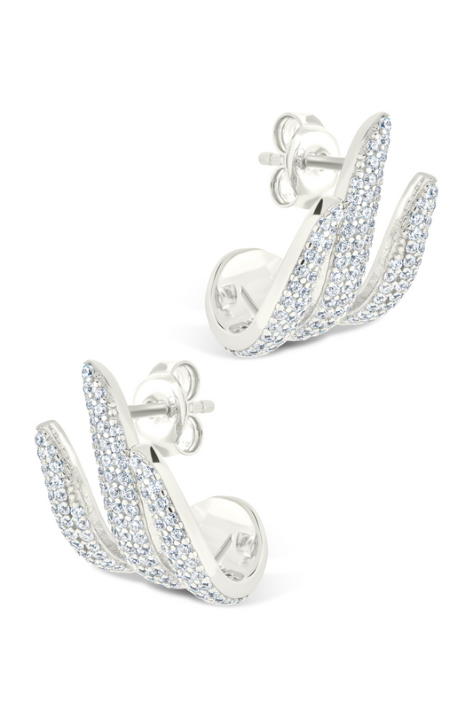 Sterling Silver Parker CZ Claw Huggie Studs