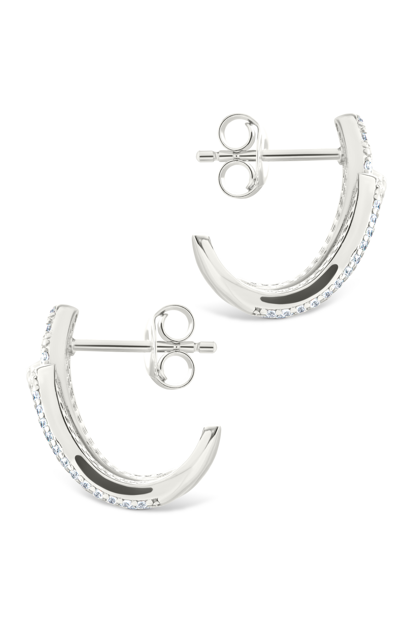 Sterling Silver Parker CZ Claw Huggie Studs