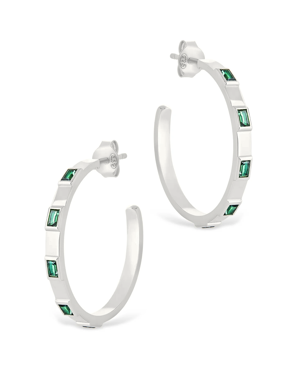 Sterling Silver Asher Flat Polished Hoops