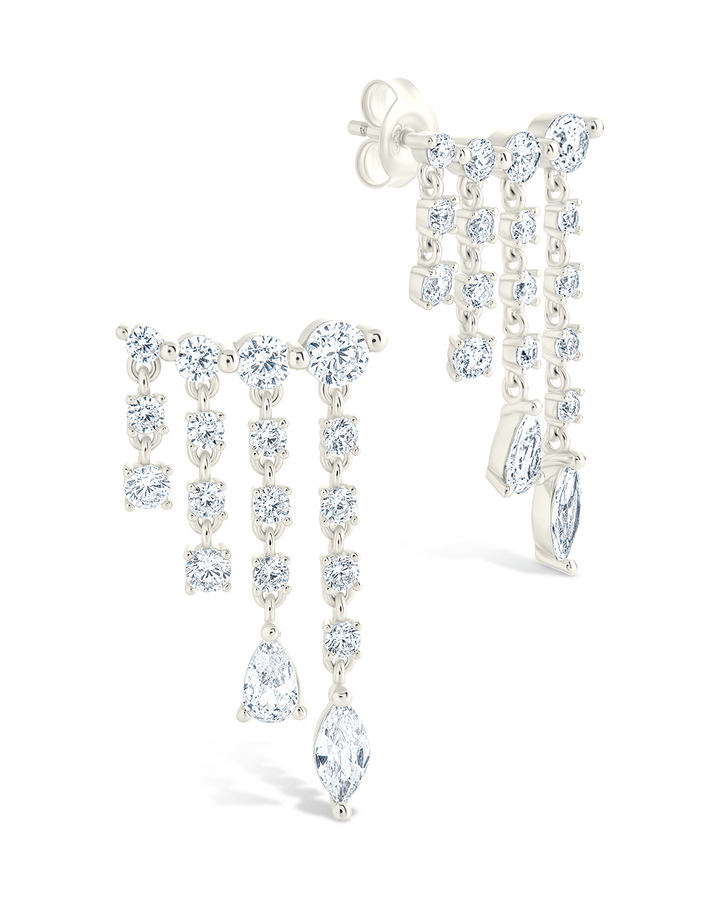 Sterling Silver Adrian CZ Waterfall Statement Studs