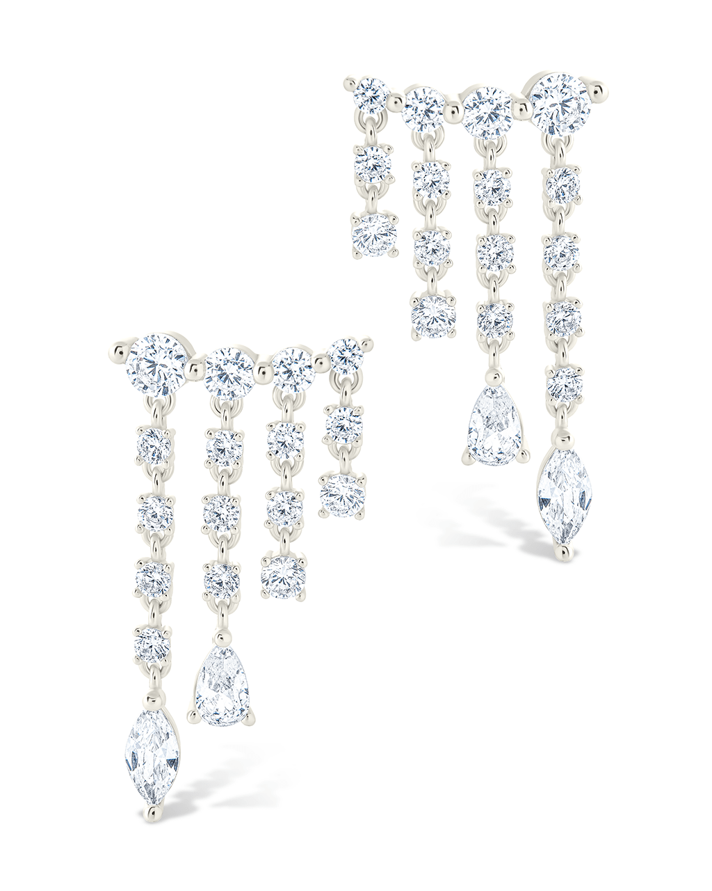 Sterling Silver Adrian CZ Waterfall Statement Studs - Sterling Forever