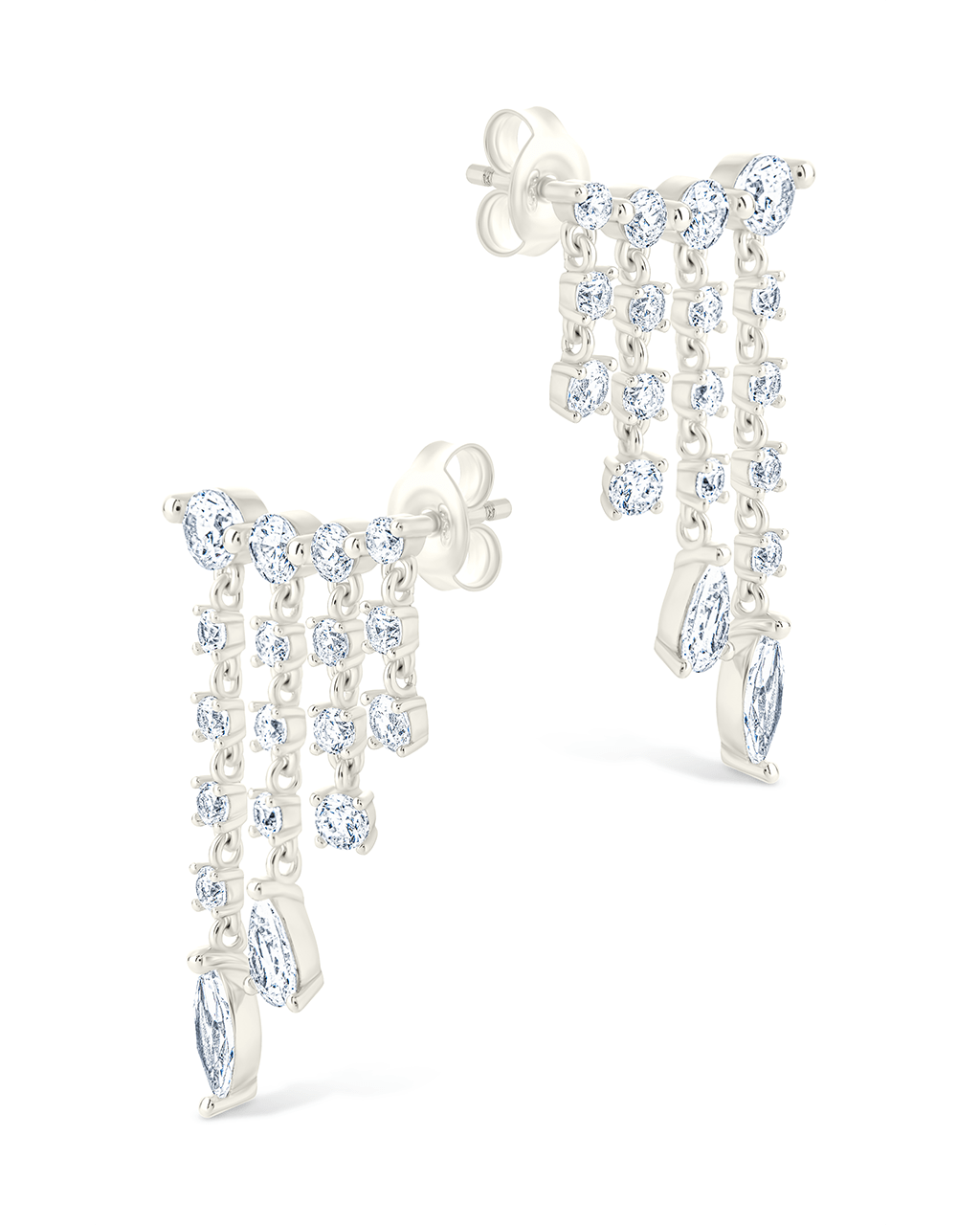 Sterling Silver Adrian CZ Waterfall Statement Studs - Sterling Forever