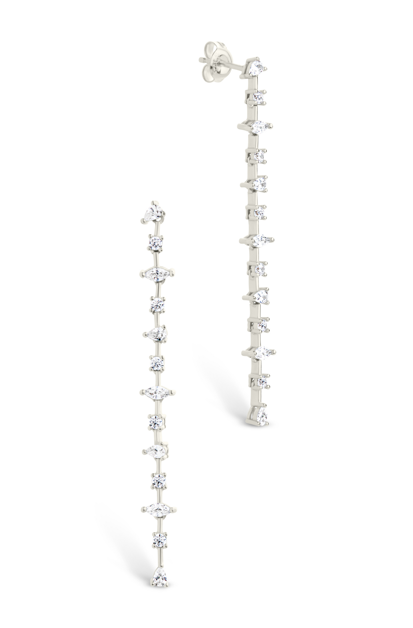 Sterling Silver Chastin Stationed CZ Dangle Stud Earrings