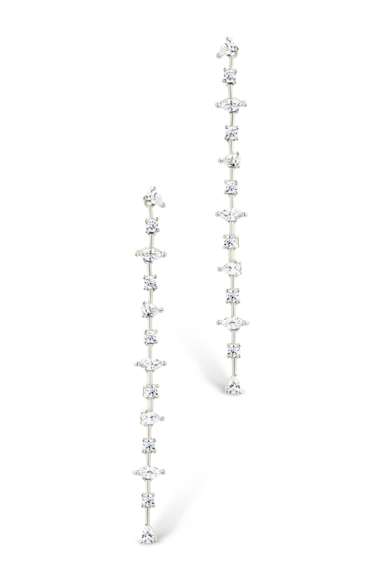 Sterling Silver Chastin Stationed CZ Dangle Stud Earrings