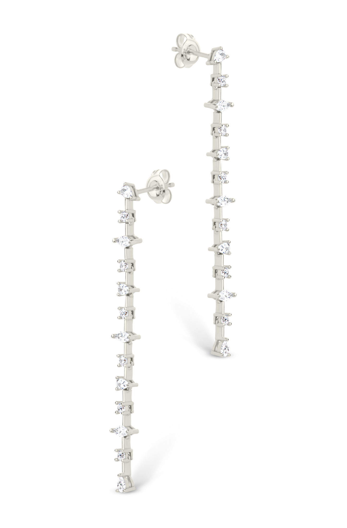 Sterling Silver Chastin Stationed CZ Dangle Stud Earrings