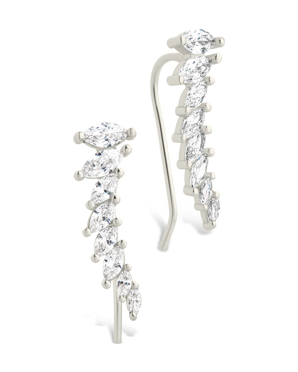 Sterling Silver Skye CZ Threader Crawler Earrings - Sterling Forever