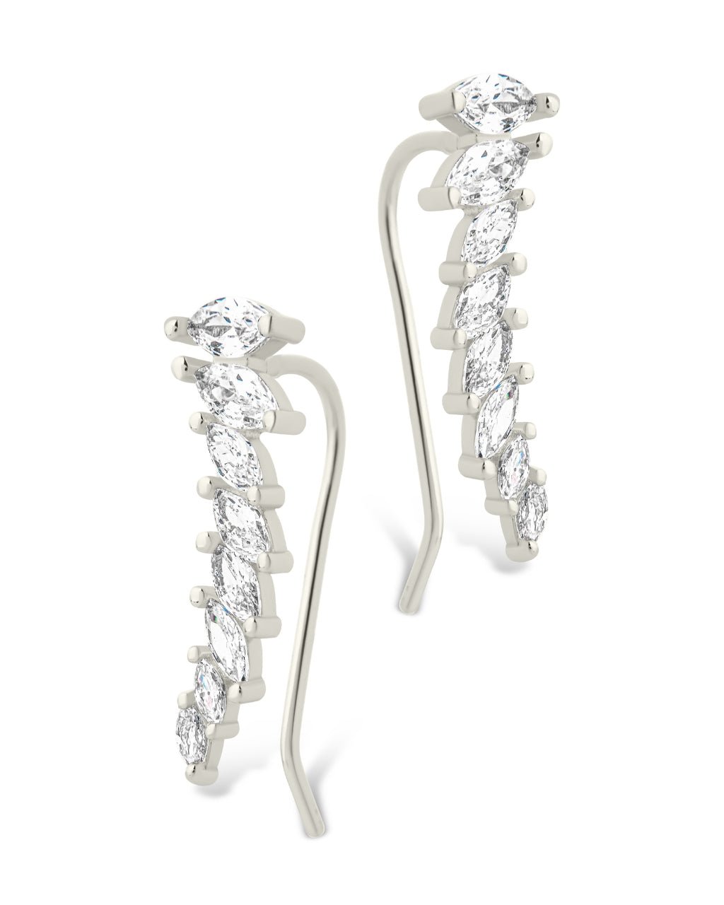 Sterling Silver Skye CZ Threader Crawler Earrings - Sterling Forever