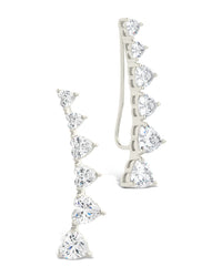 Sterling Silver Jillian CZ Heart Crawler Studs - Sterling Forever