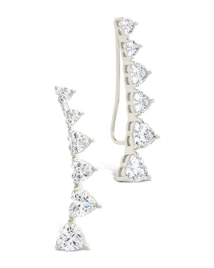 Sterling Silver Jillian CZ Heart Crawler Studs