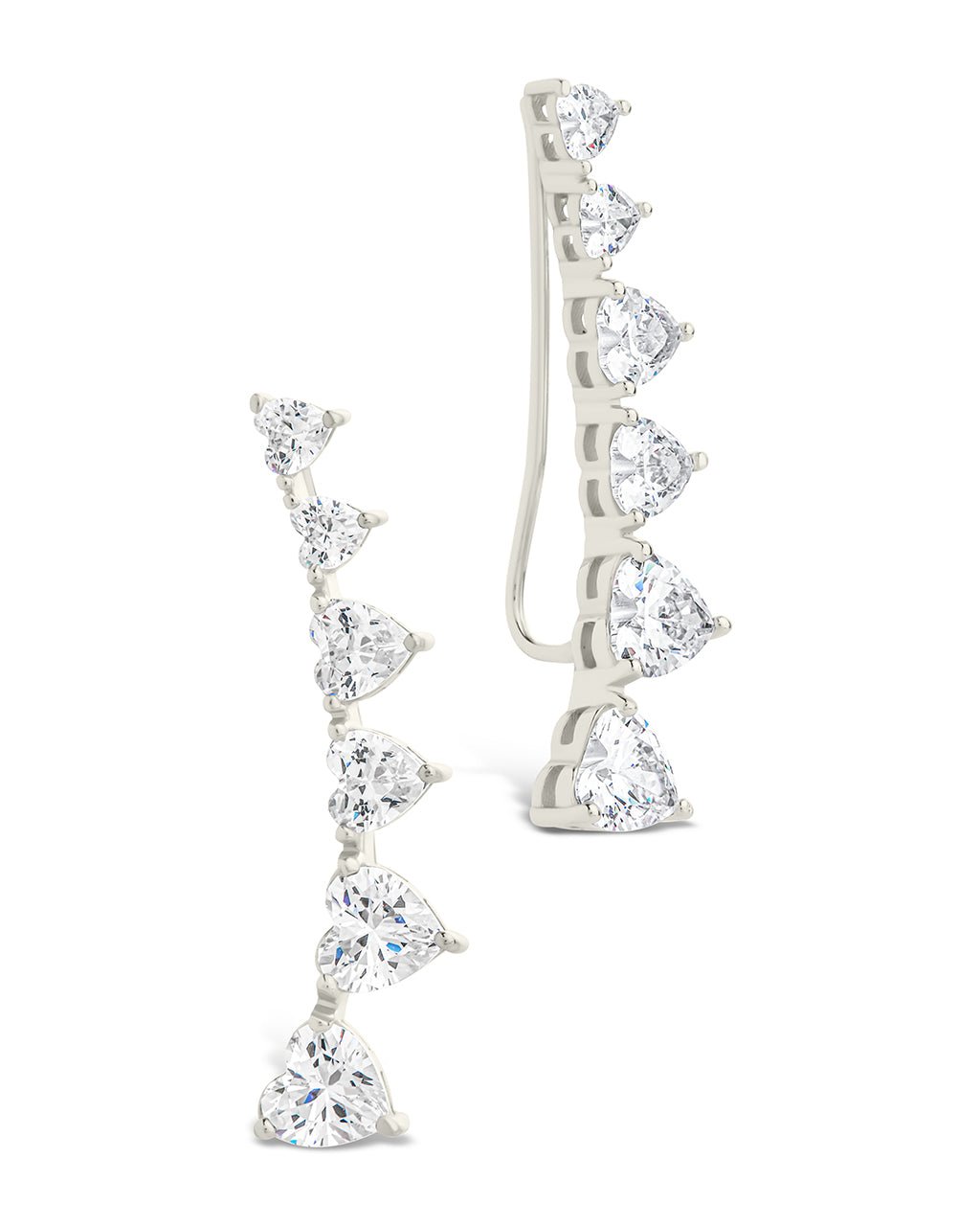 Sterling Silver Jillian CZ Heart Crawler Studs - Sterling Forever