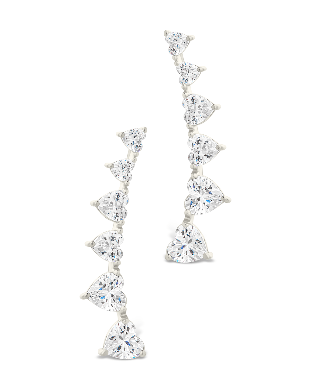 Sterling Silver Jillian CZ Heart Crawler Studs - Sterling Forever