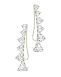 Sterling Silver Jillian CZ Heart Crawler Studs - Sterling Forever