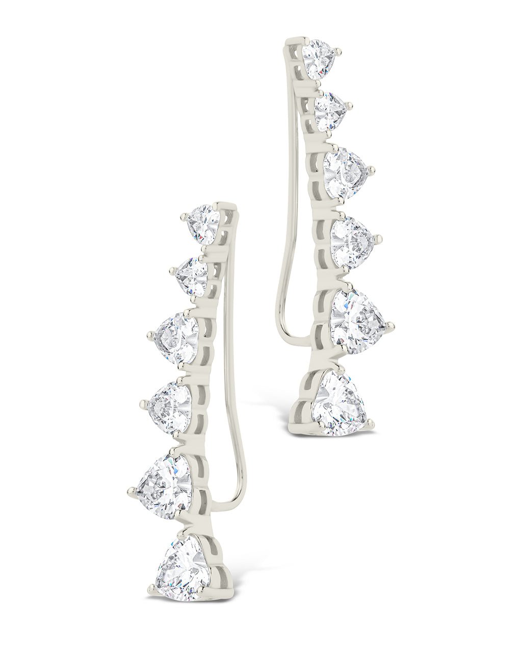 Sterling Silver Jillian CZ Heart Crawler Studs - Sterling Forever