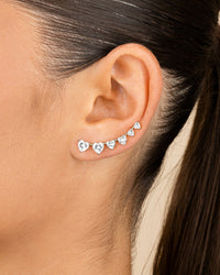 Sterling Silver Jillian CZ Heart Crawler Studs - Sterling Forever