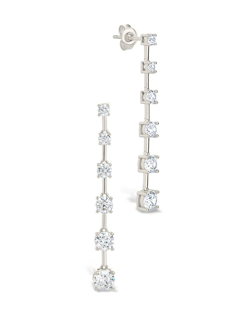 Sterling Silver Rue CZ Drop Earrings