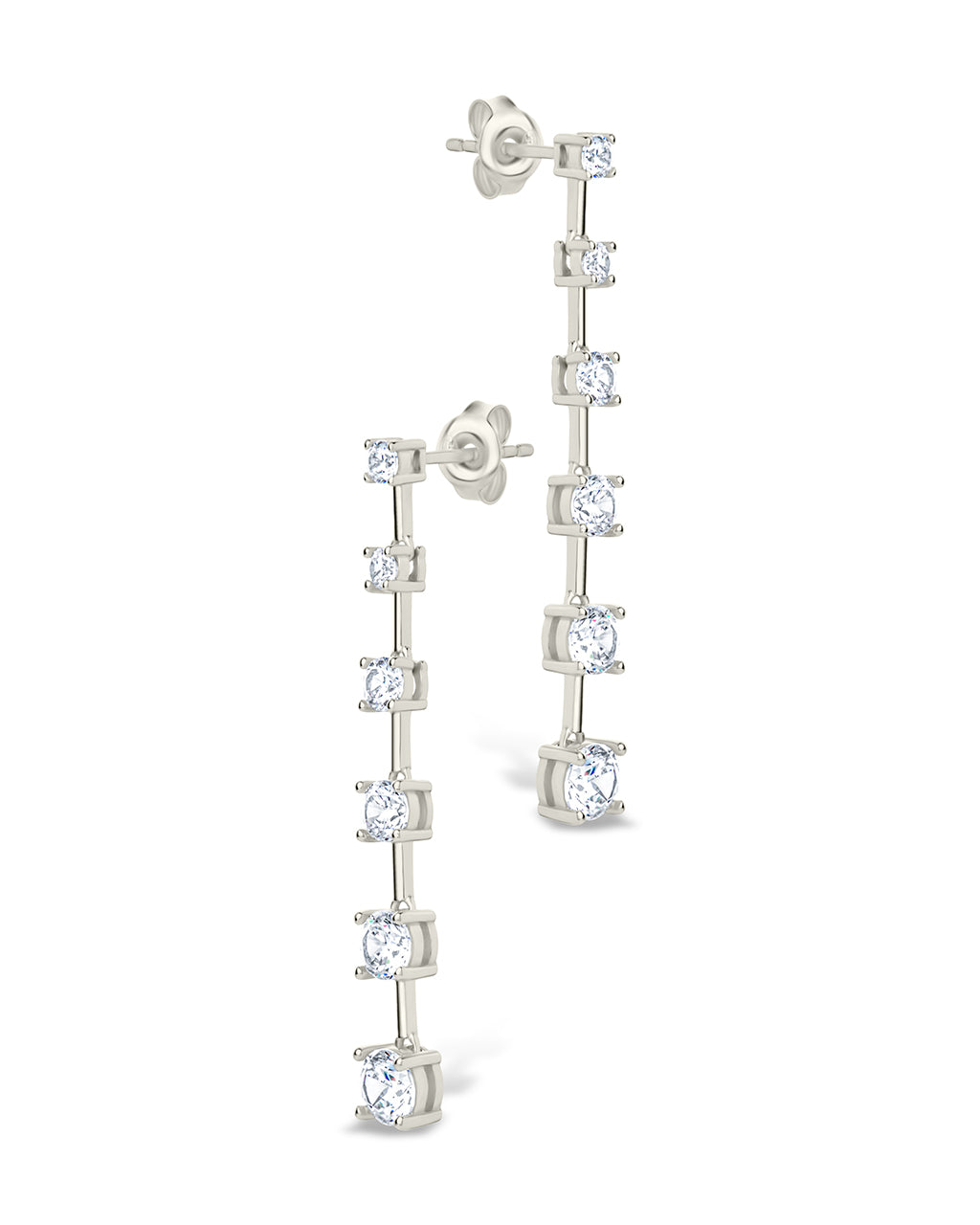 Sterling Silver Rue CZ Drop Earrings