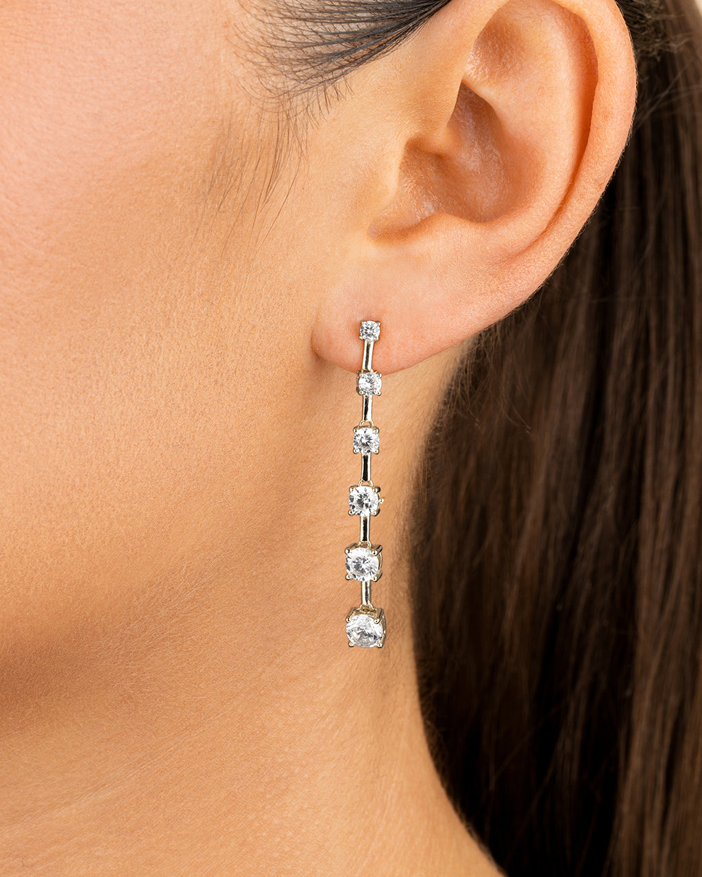 Sterling Silver Rue CZ Drop Earrings