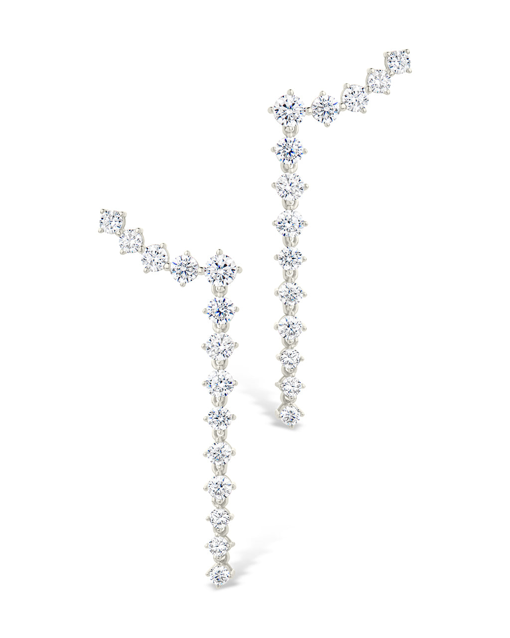 Sterling Silver Ziggy CZ Crawler Stud Earrings