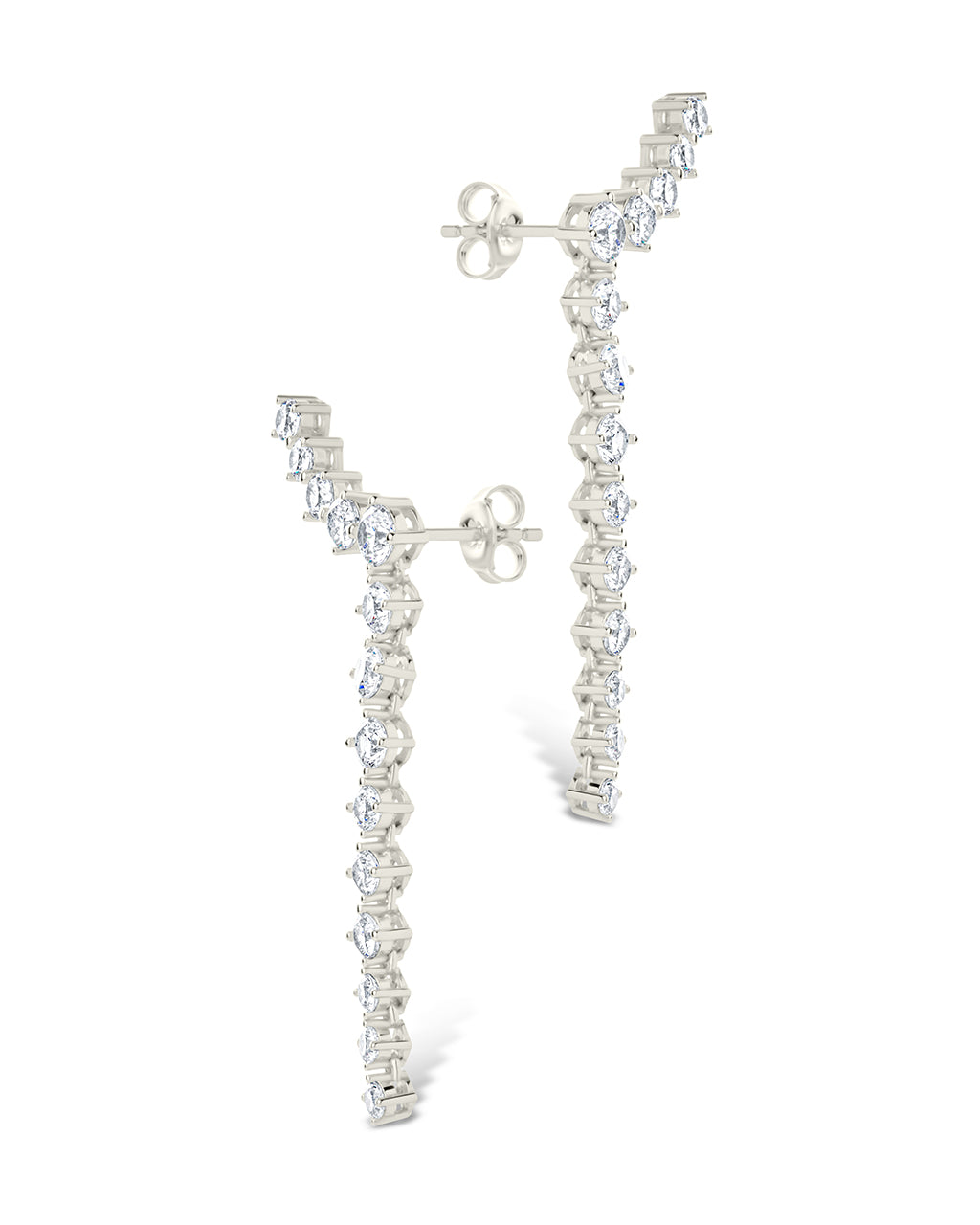 Sterling Silver Ziggy CZ Crawler Stud Earrings