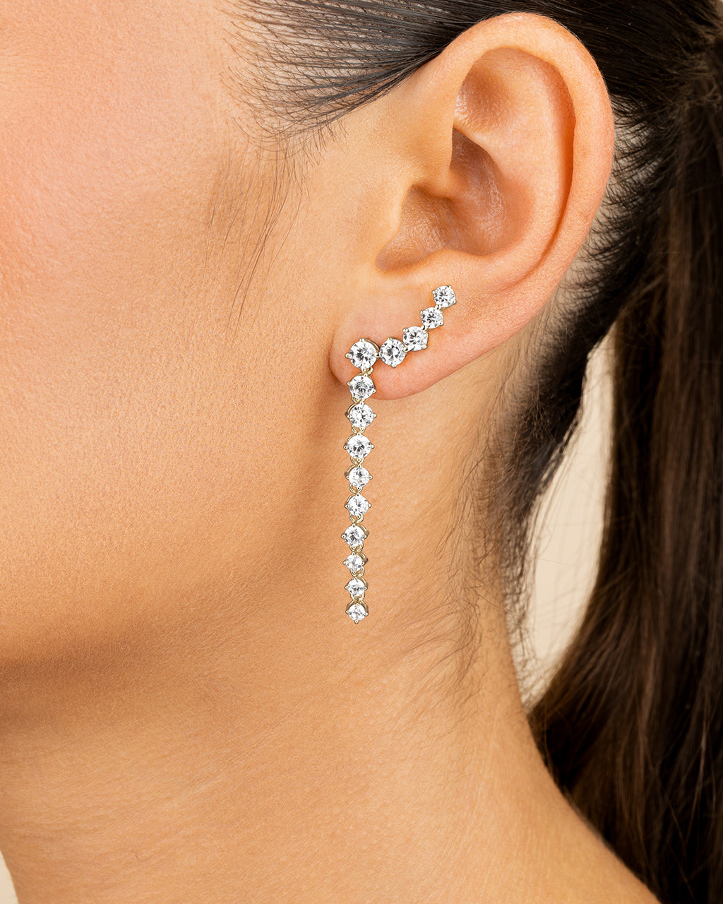 Sterling Silver Ziggy CZ Crawler Stud Earrings