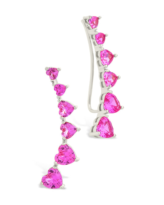 Sterling Silver Jillian CZ Heart Crawler Studs