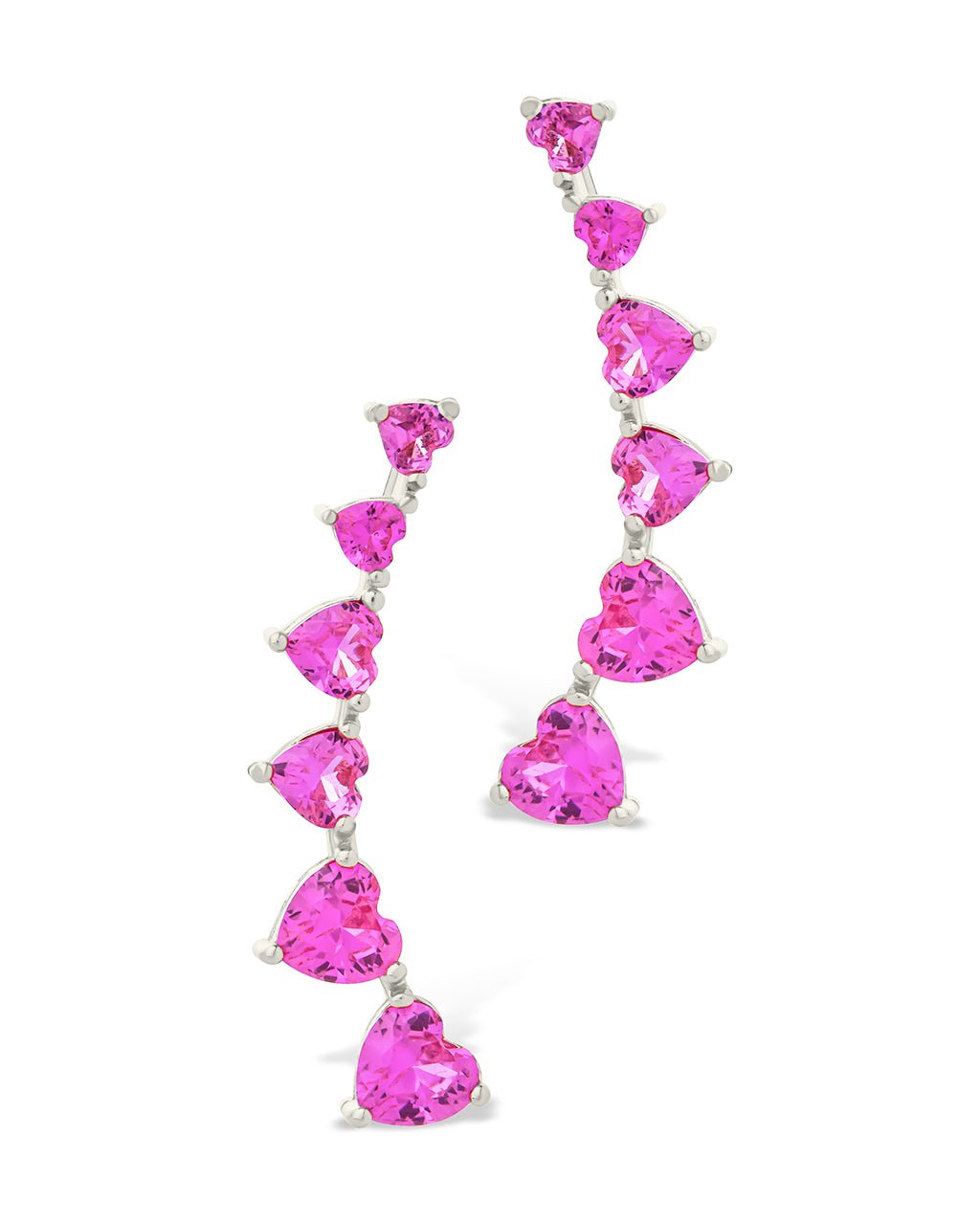Sterling Silver Jillian CZ Heart Crawler Studs - Sterling Forever
