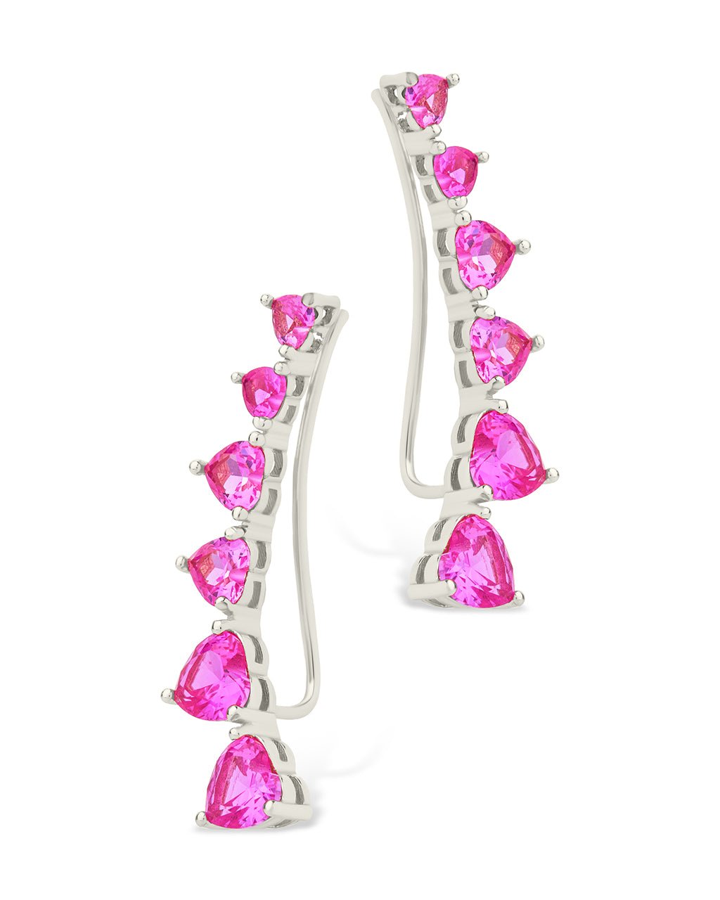 Sterling Silver Jillian CZ Heart Crawler Studs - Sterling Forever