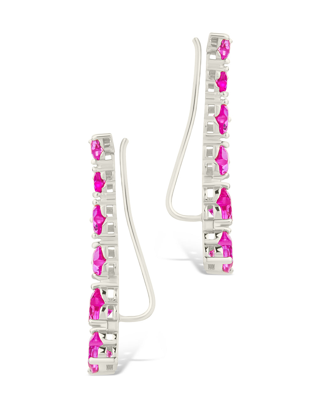 Sterling Silver Jillian CZ Heart Crawler Studs