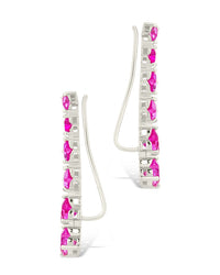 Sterling Silver Jillian CZ Heart Crawler Studs - Sterling Forever