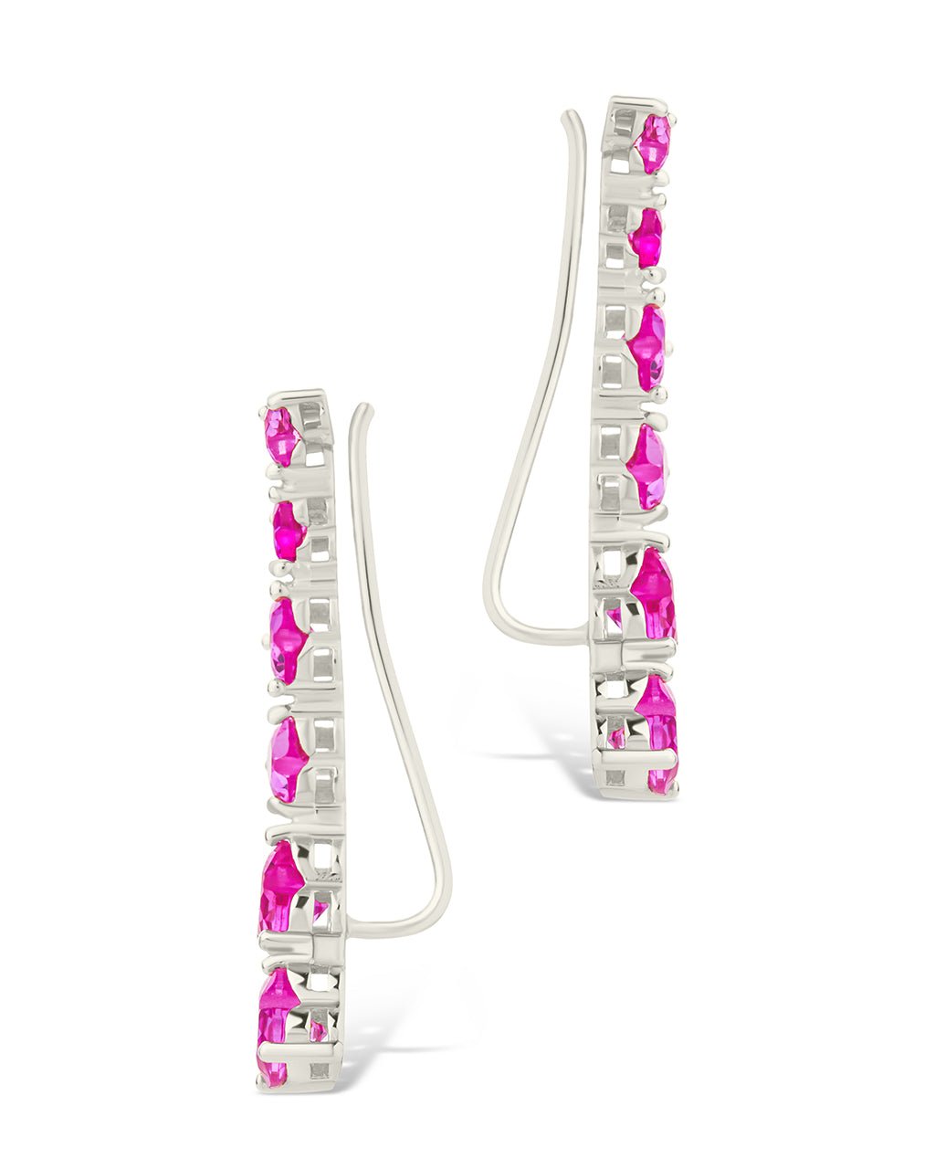 Sterling Silver Jillian CZ Heart Crawler Studs - Sterling Forever