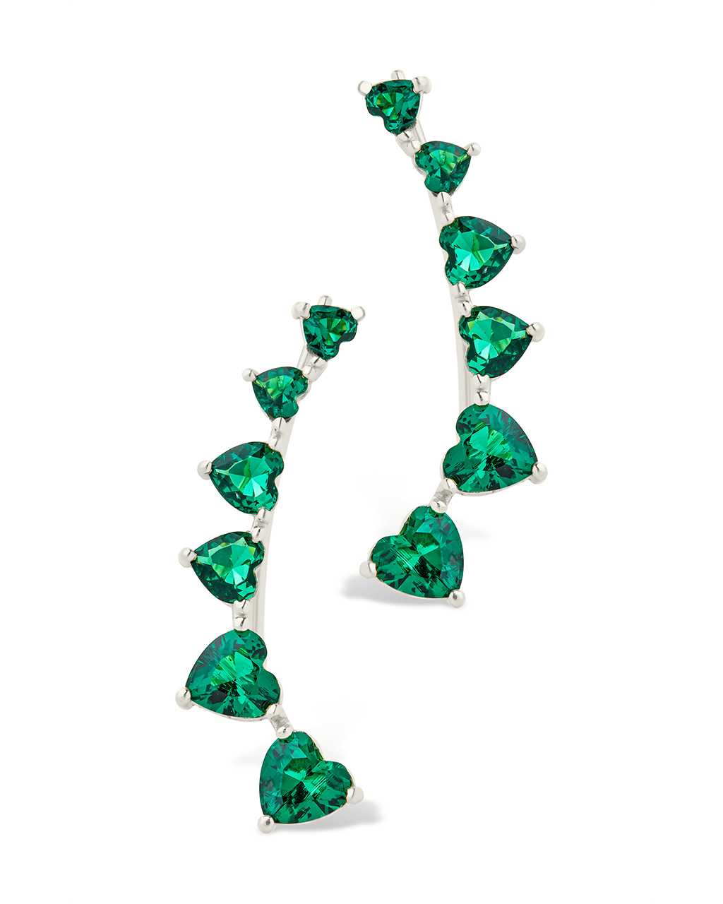 Sterling Silver Jillian CZ Heart Crawler Studs - Sterling Forever