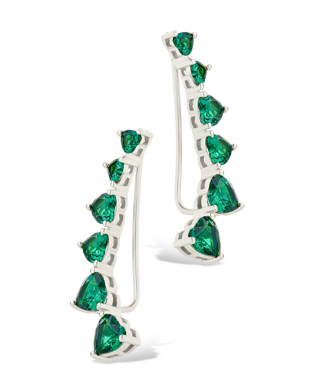 Sterling Silver Jillian CZ Heart Crawler Studs