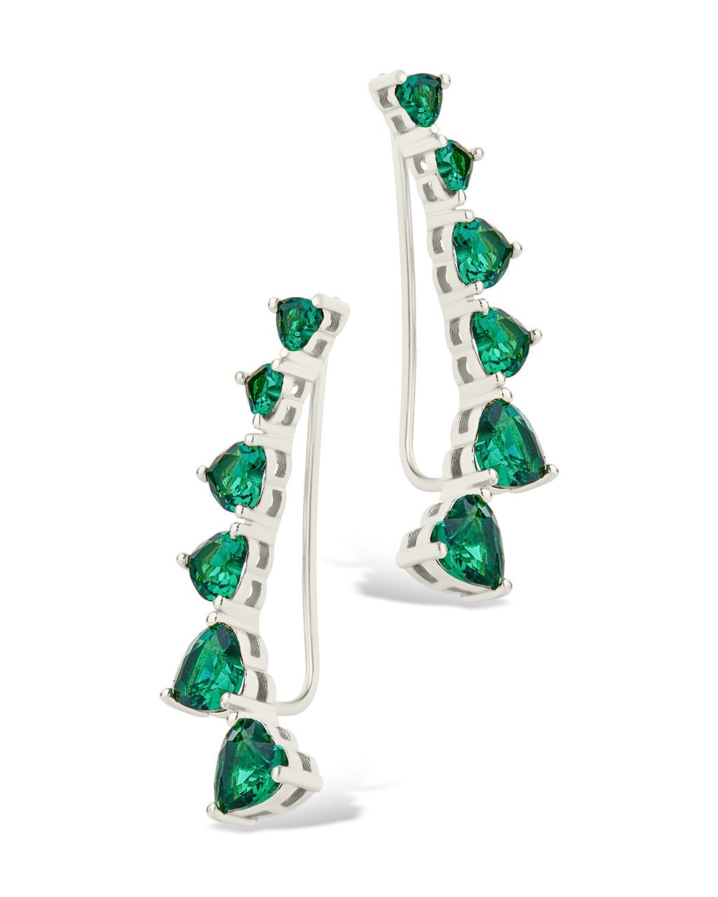 Sterling Silver Jillian CZ Heart Crawler Studs - Sterling Forever
