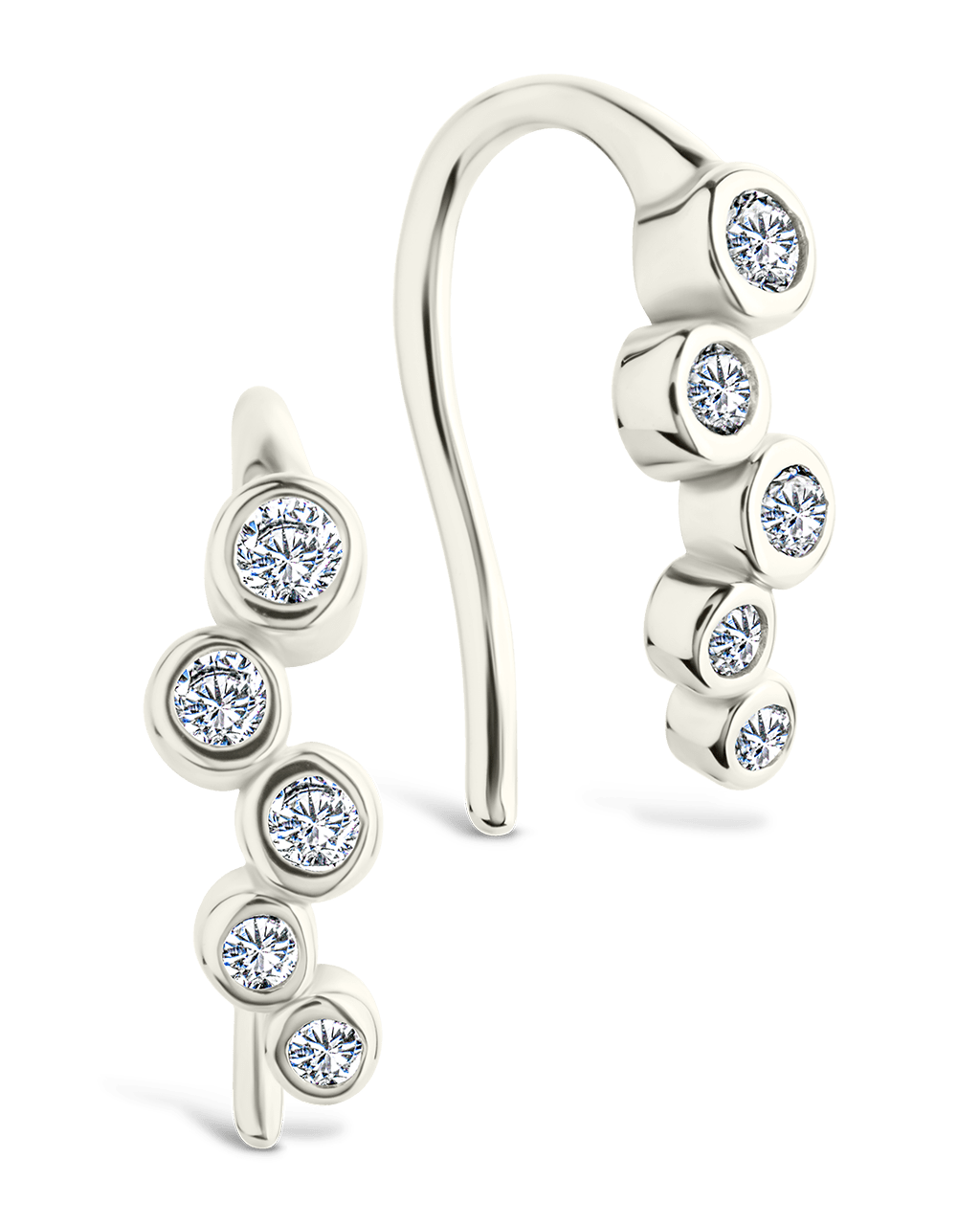 Sterling Silver Talia CZ Bezel Crawler Earrings - Sterling Forever