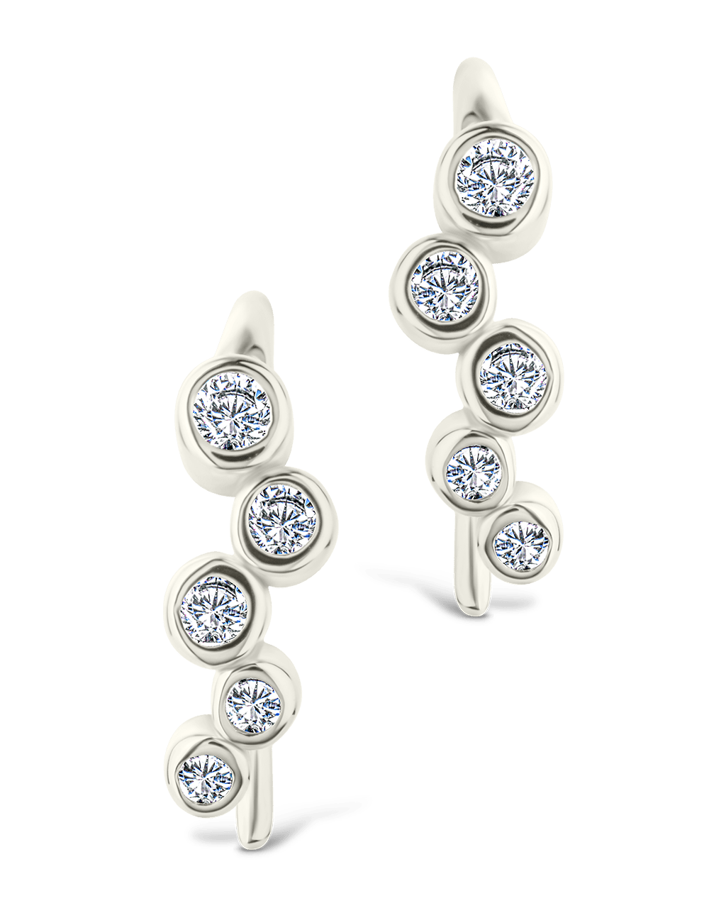 Sterling Silver Talia CZ Bezel Crawler Earrings - Sterling Forever