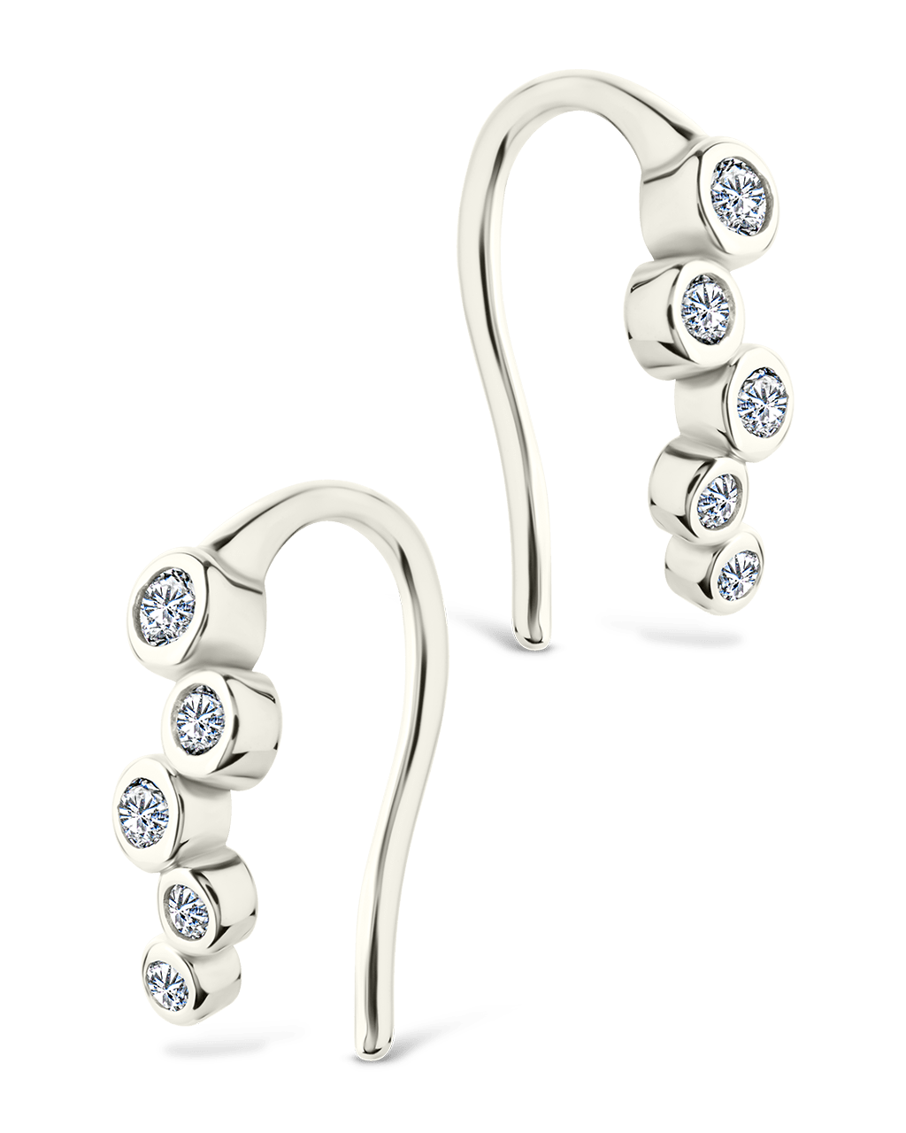 Sterling Silver Talia CZ Bezel Crawler Earrings - Sterling Forever