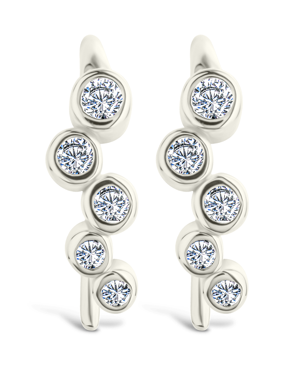 Sterling Silver Talia CZ Bezel Crawler Earrings - Sterling Forever
