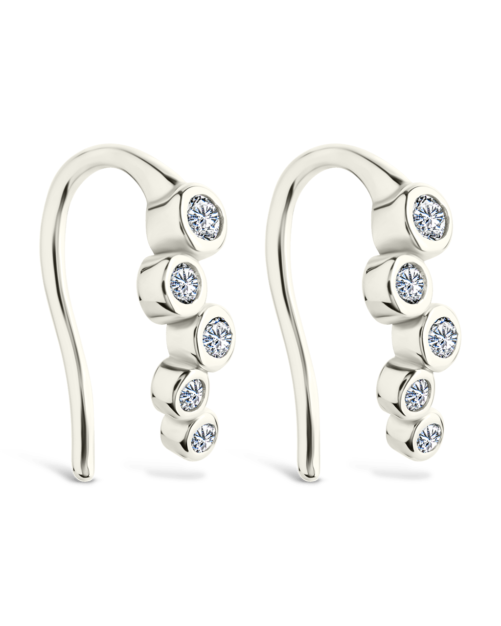 Sterling Silver Talia CZ Bezel Crawler Earrings - Sterling Forever