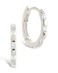 Sterling Silver Henley CZ Baguette Micro Hoop Earrings - Sterling Forever