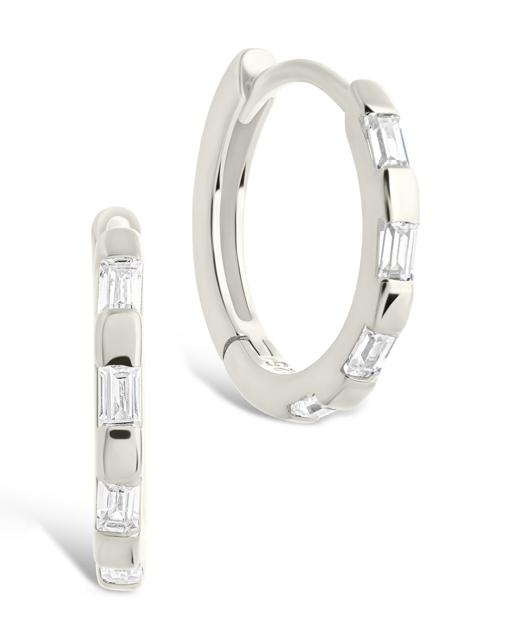 Sterling Silver Henley CZ Baguette Micro Hoop Earrings - Sterling Forever
