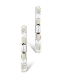 Sterling Silver Henley CZ Baguette Micro Hoop Earrings - Sterling Forever
