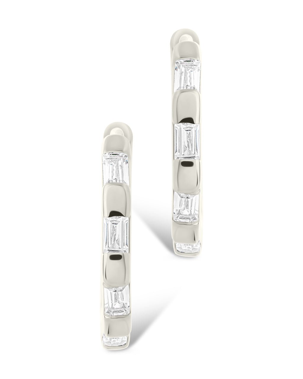Sterling Silver Henley CZ Baguette Micro Hoop Earrings - Sterling Forever