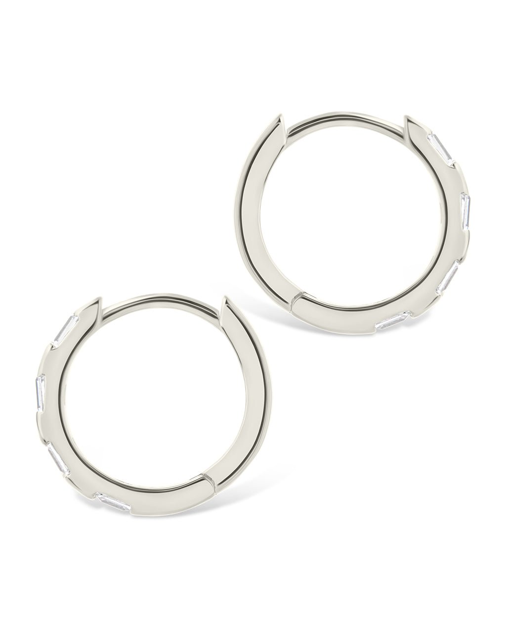 Sterling Silver Henley CZ Baguette Micro Hoop Earrings - Sterling Forever