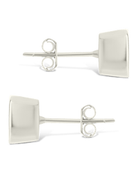 Sterling Silver Asscher Cut Bezel Set Stud Earrings - Sterling Forever