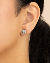 Sterling Silver Asscher Cut Bezel Set Stud Earrings - Sterling Forever