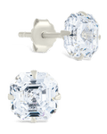Sterling Silver Asscher Cut Prong Set Stud Earrings - Sterling Forever