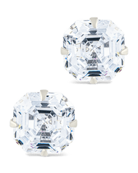 Sterling Silver Asscher Cut Prong Set Stud Earrings - Sterling Forever